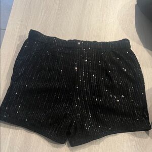 Black Sequin Women's Shorts